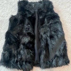 Luxurious black faux fur vest